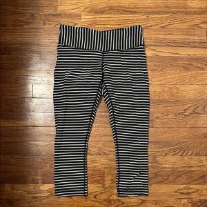 Lululemon Athletica Black and White Striped Leggings